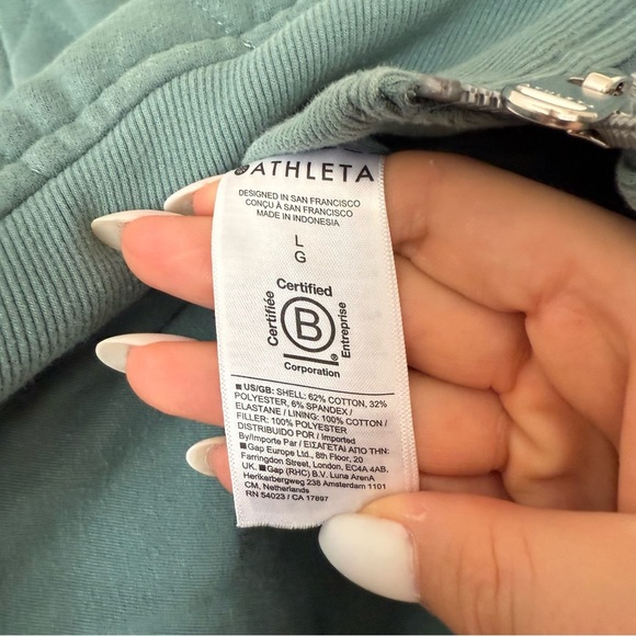 Athleta Retroplush Bomber Quilted Jacket Deep Ocean Teal Size Large - Picture 9 of 13